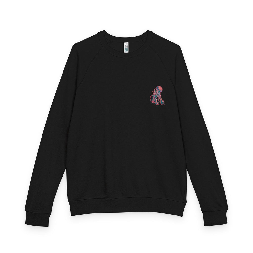 Jellyfish Graphic Crewneck French Terry Raglan Sweatshirt – Neon Ocean Jellyfish Design