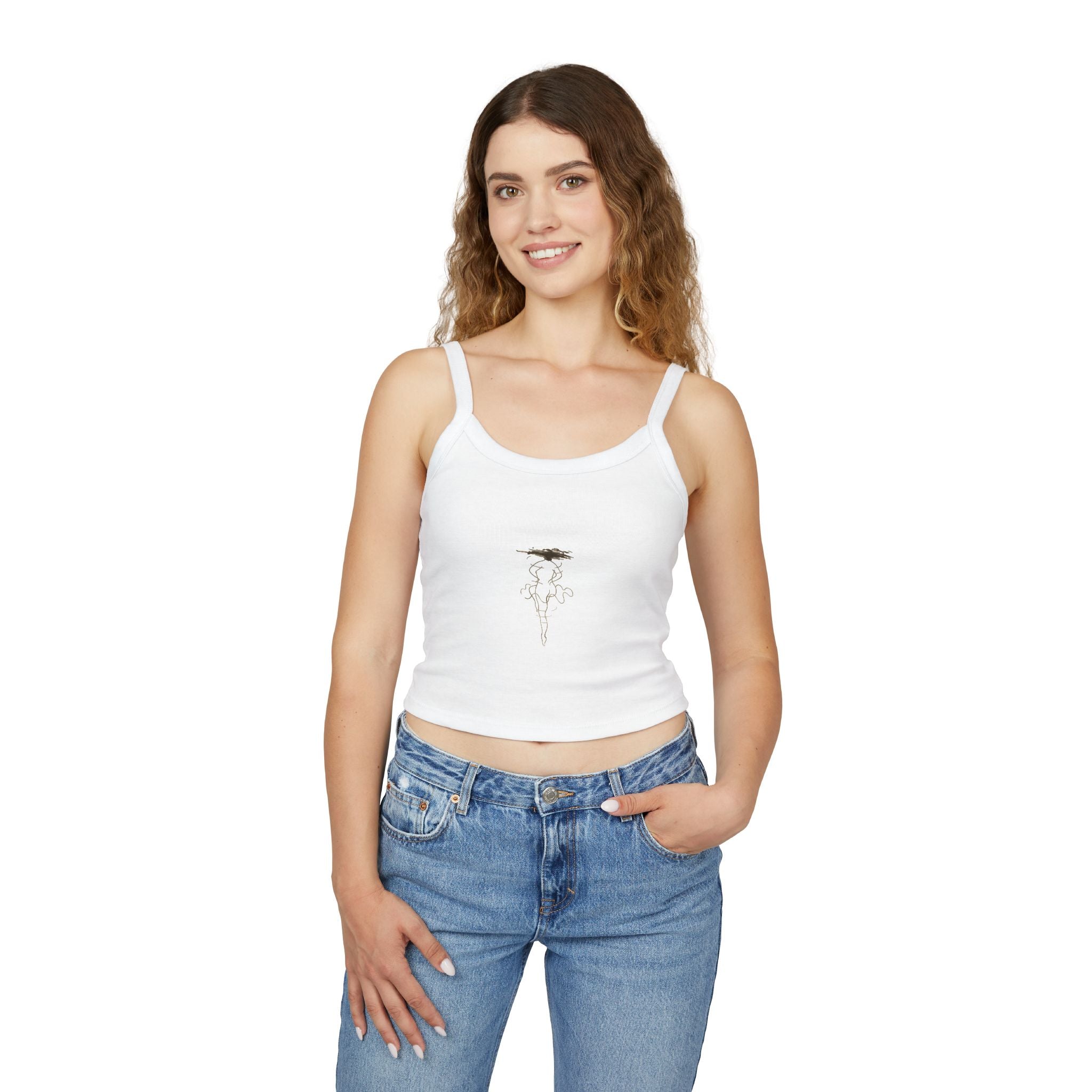 Chic Women's Spaghetti Strap Tank Top with Minimalist Design, Summer Casual Wear, Everyday Outfit, Dance Warmup, Gift for Her