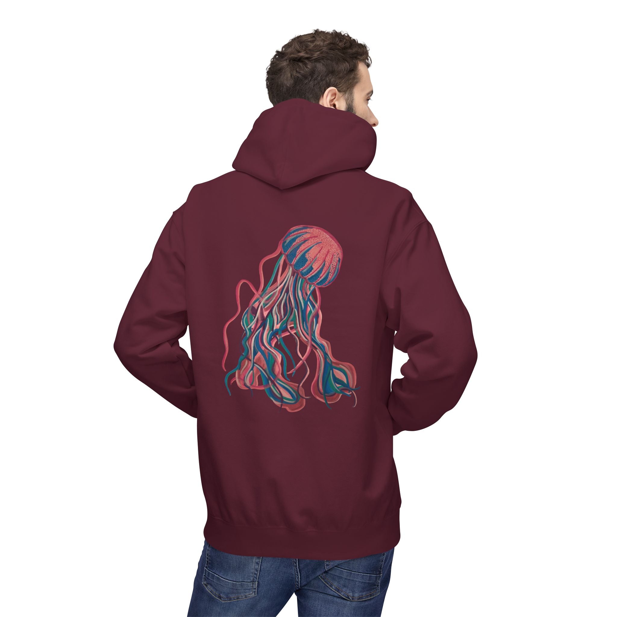 Ocean-Inspired Jellyfish Hoodie for Nature Lovers, Personalized, Perfect for Casual Wear, Gifts, Beach Trips, and Eco-Conscious Fashion