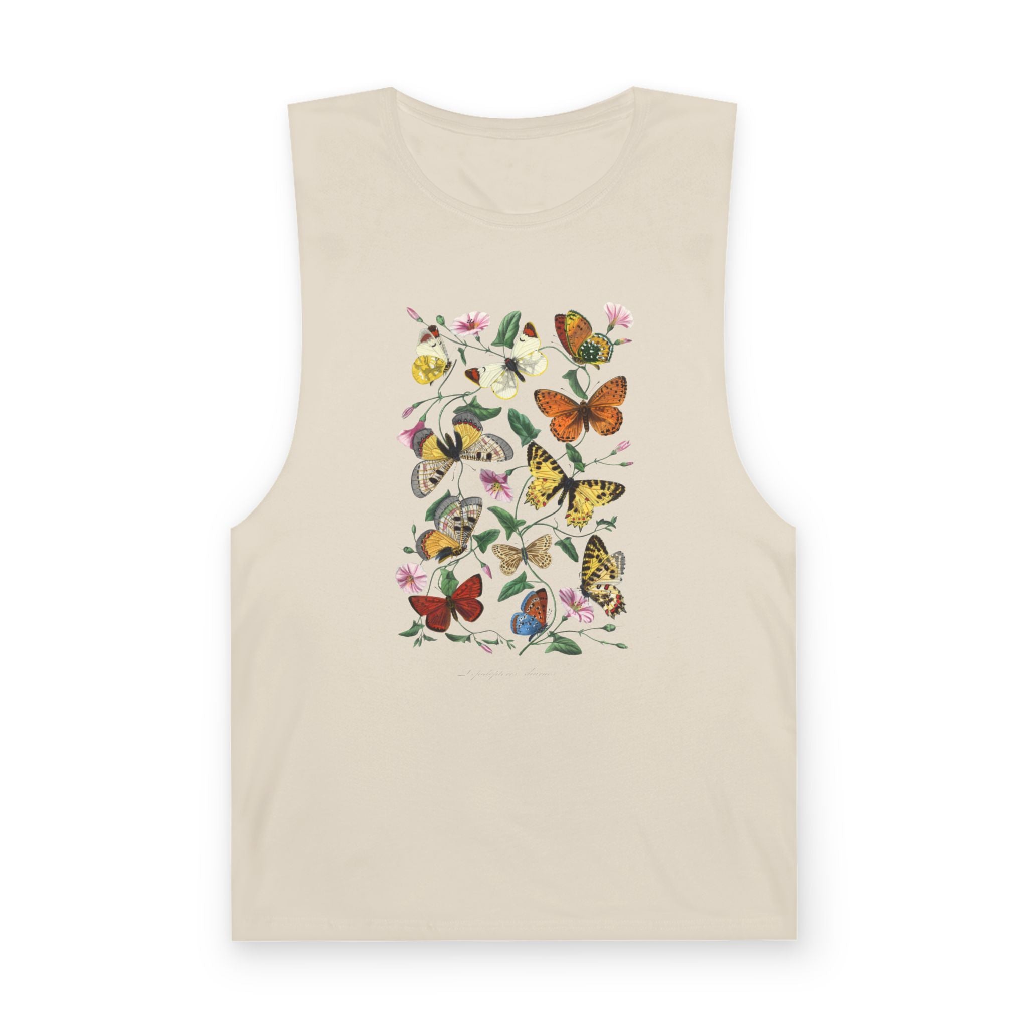 Butterfly and Moth Unisex Arm Cutout Tank: 1842 Le Jardin Des Plantes by Paul Gervais, Trendy, Artsy Gift
