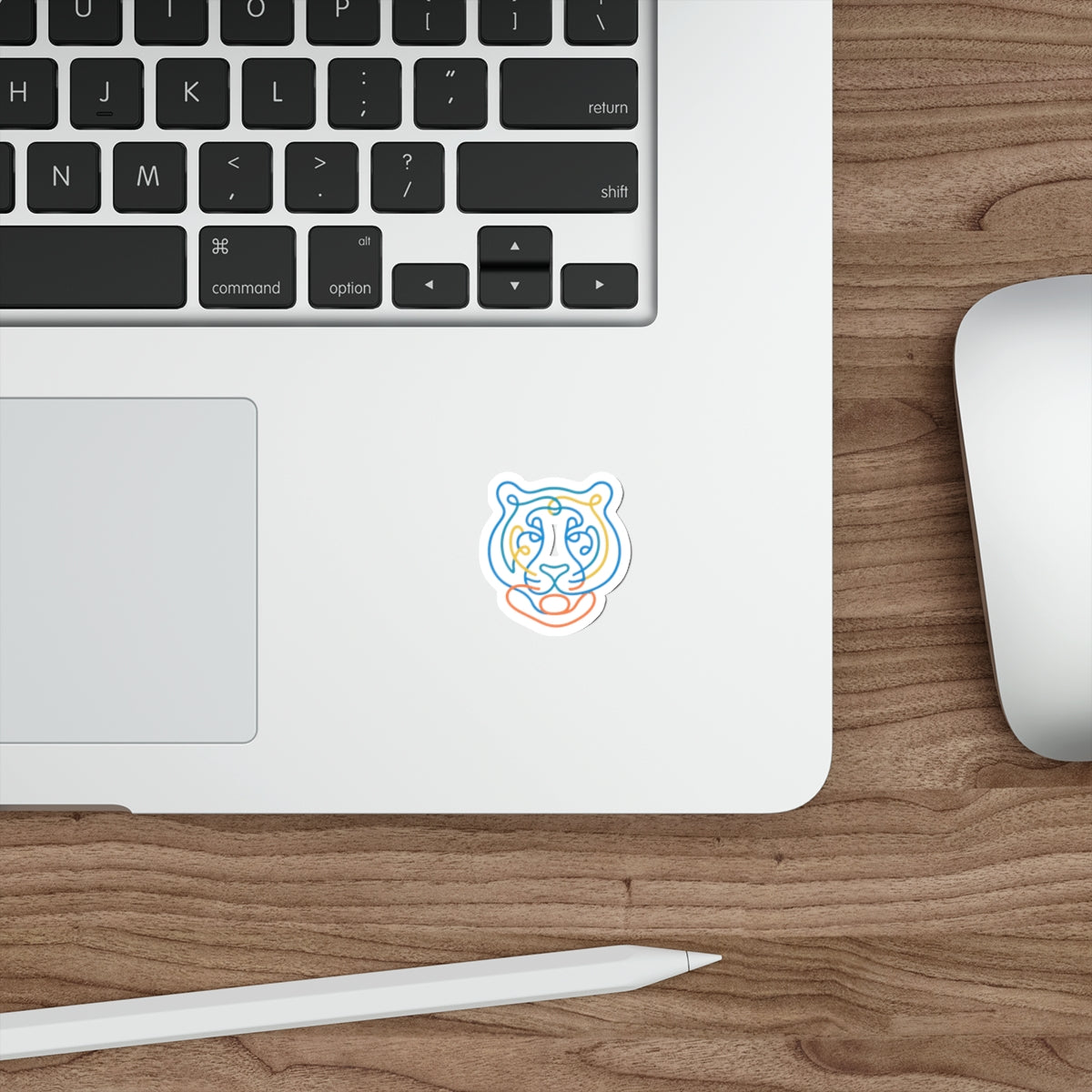 Minimal Line Art Tiger Die-Cut Sticker | Colorful Neon Outline