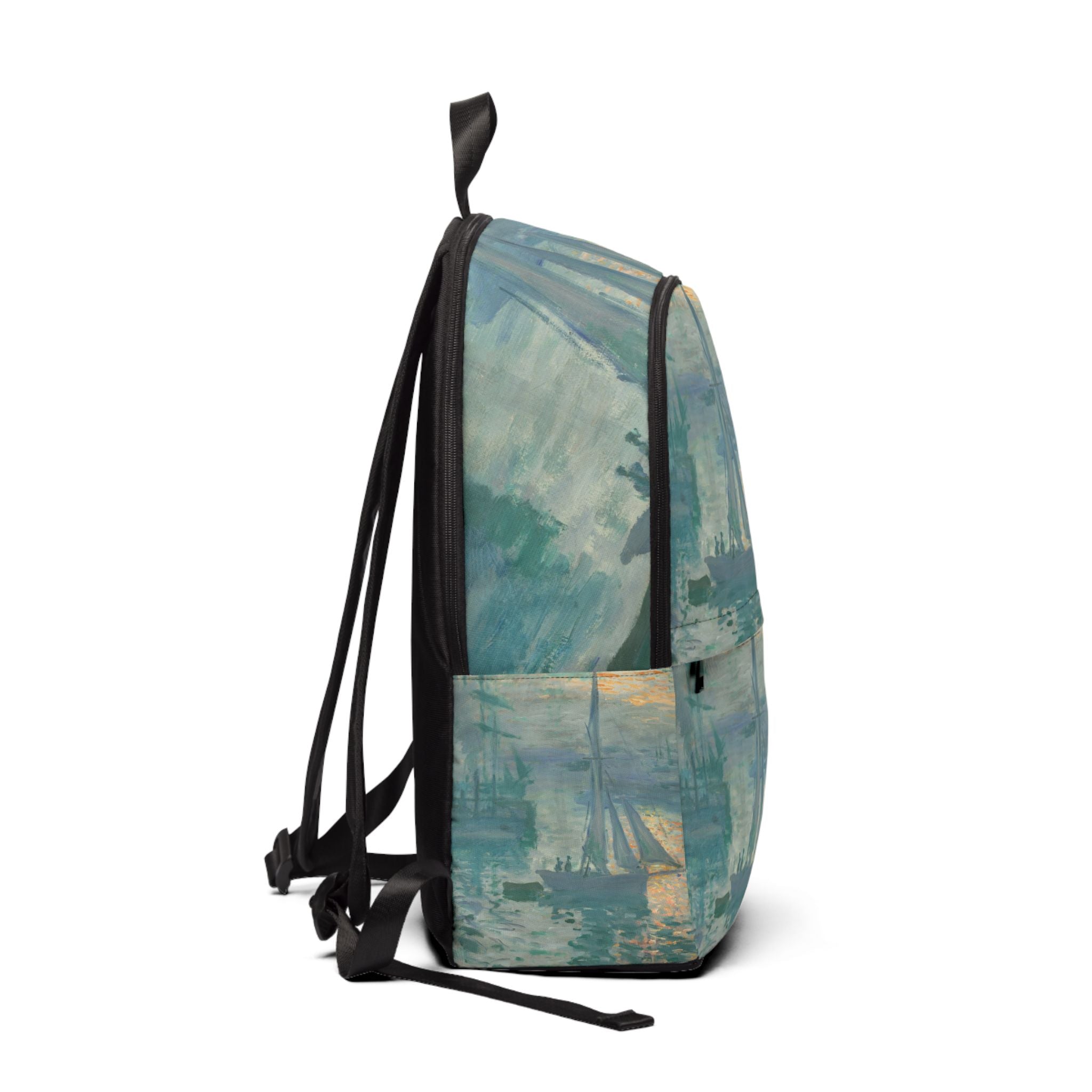 Artistic Monet Fabric Backpack - Back to School, College Bookbag, Ocean Design, Great for Students, Unique Gift Idea