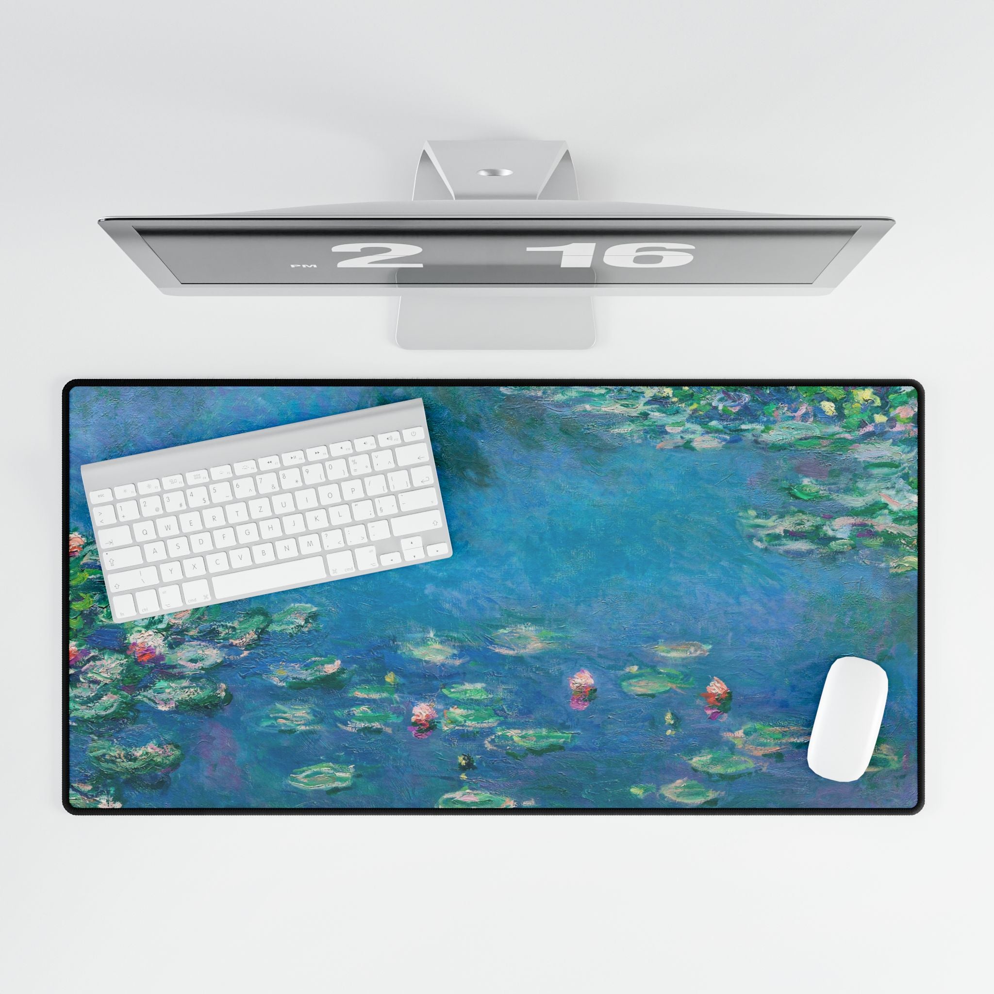 Water Lilies Blue Impressionist Desk Mat | Mouse Pad