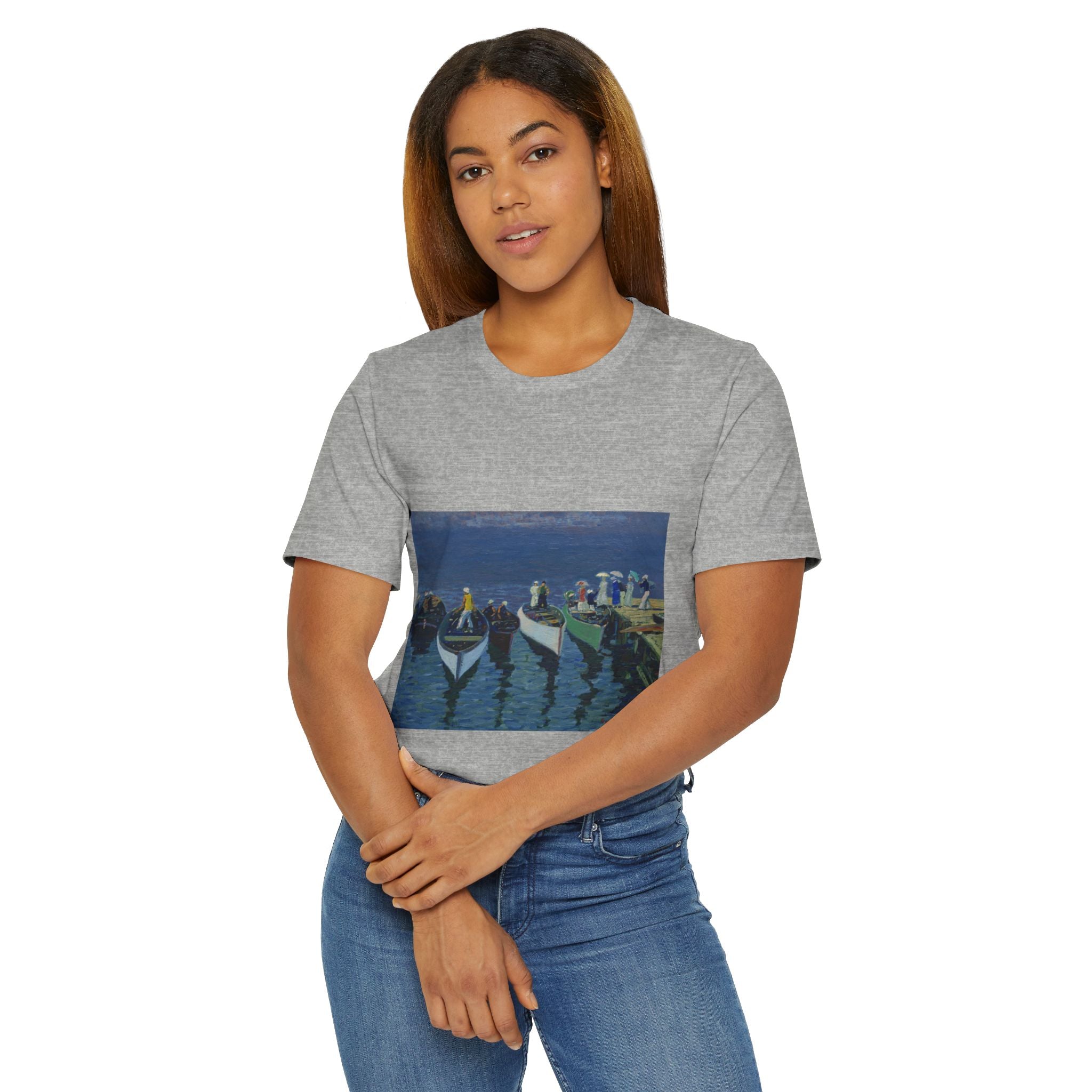 Vibrant Seascape George Lux Art Unisex Jersey T-Shirt, Beachwear, Lakewear, Summer Outfits, Gift for Ocean Lovers, Vacation Apparel