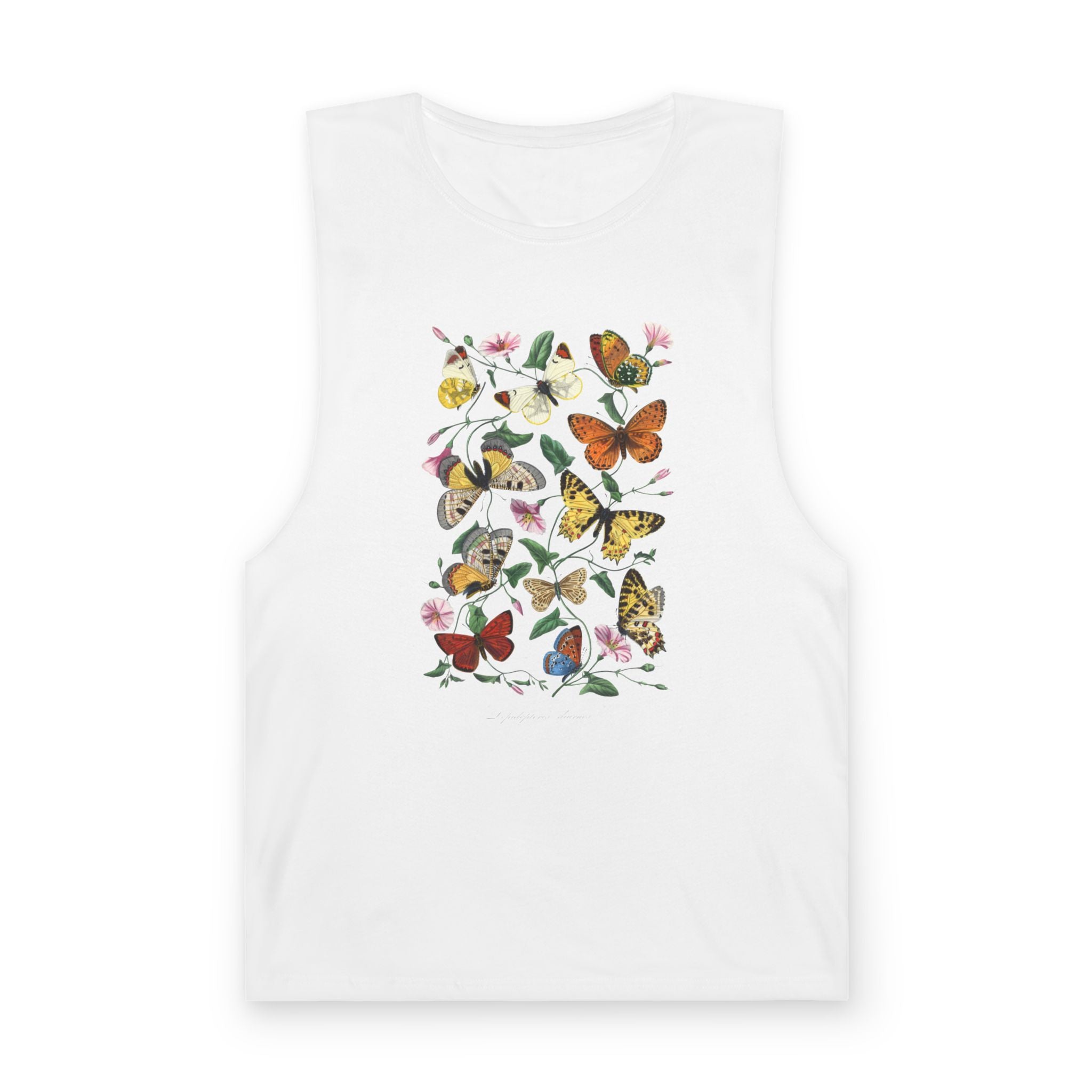 Butterfly and Moth Unisex Arm Cutout Tank: 1842 Le Jardin Des Plantes by Paul Gervais, Trendy, Artsy Gift