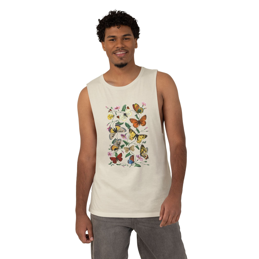 Butterfly and Moth Unisex Arm Cutout Tank: 1842 Le Jardin Des Plantes by Paul Gervais, Trendy, Artsy Gift