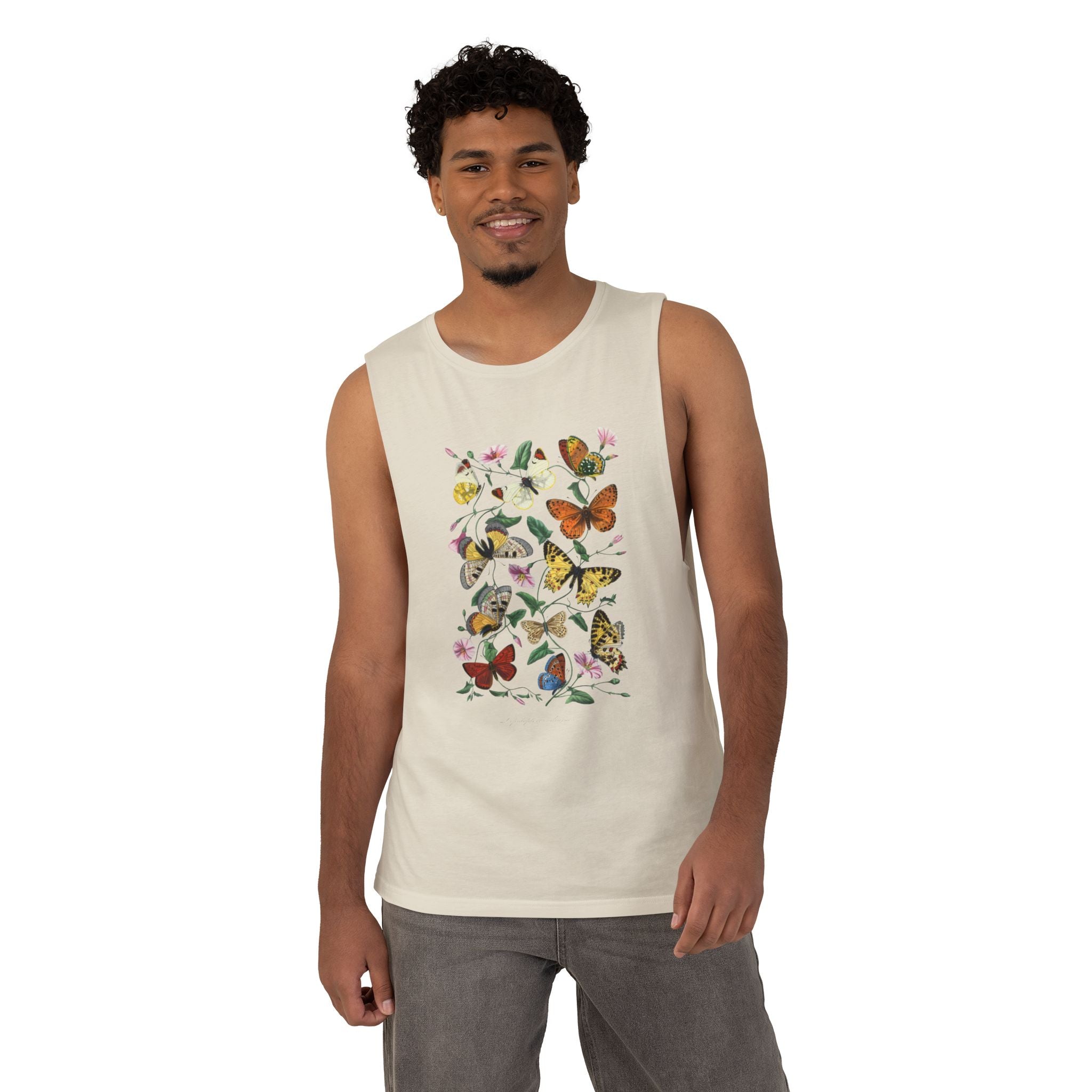 Butterfly and Moth Unisex Arm Cutout Tank: 1842 Le Jardin Des Plantes by Paul Gervais, Trendy, Artsy Gift