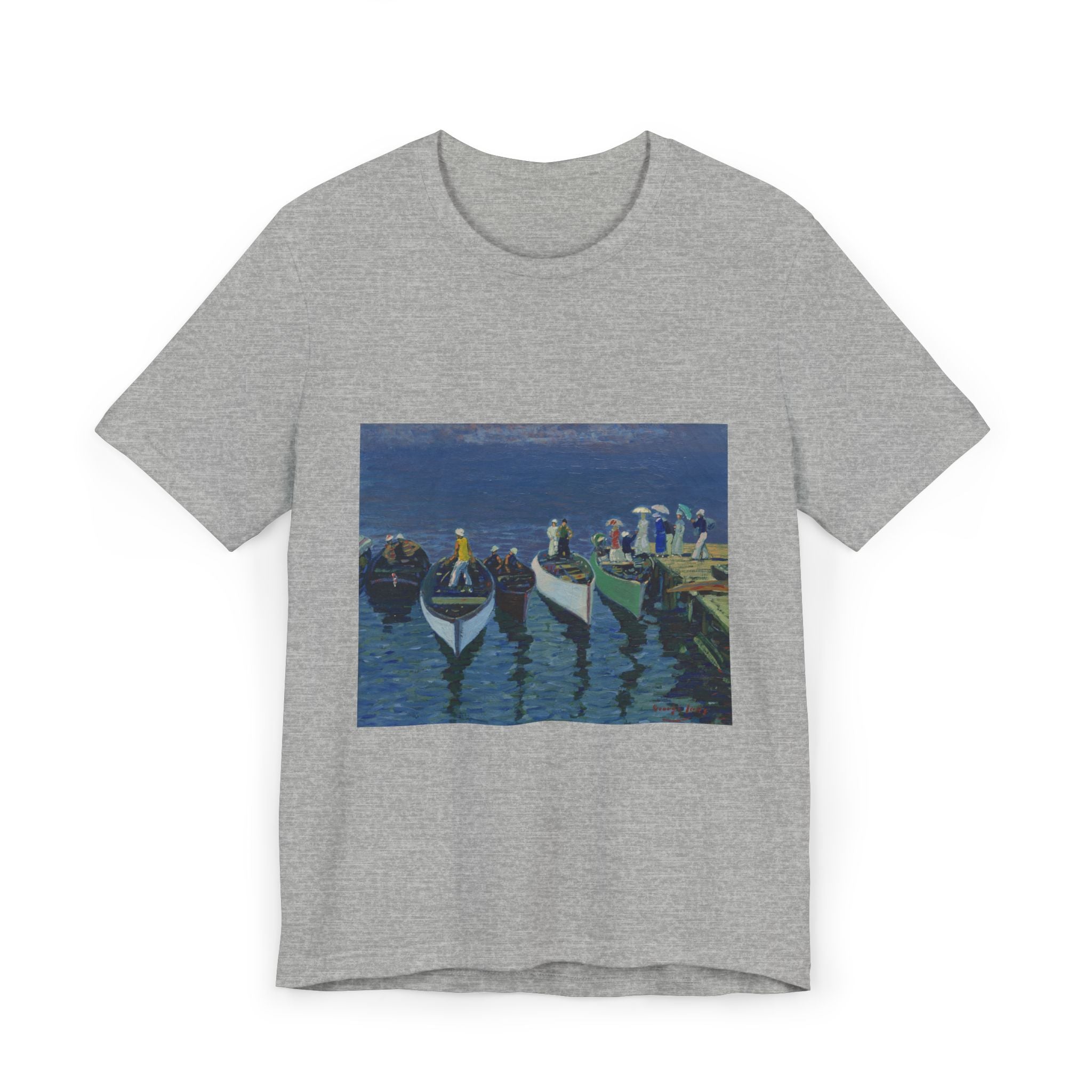 Vibrant Seascape George Lux Art Unisex Jersey T-Shirt, Beachwear, Lakewear, Summer Outfits, Gift for Ocean Lovers, Vacation Apparel