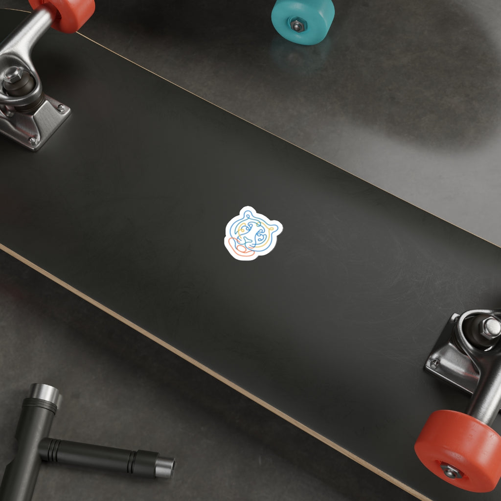 Minimal Line Art Tiger Die-Cut Sticker | Colorful Neon Outline