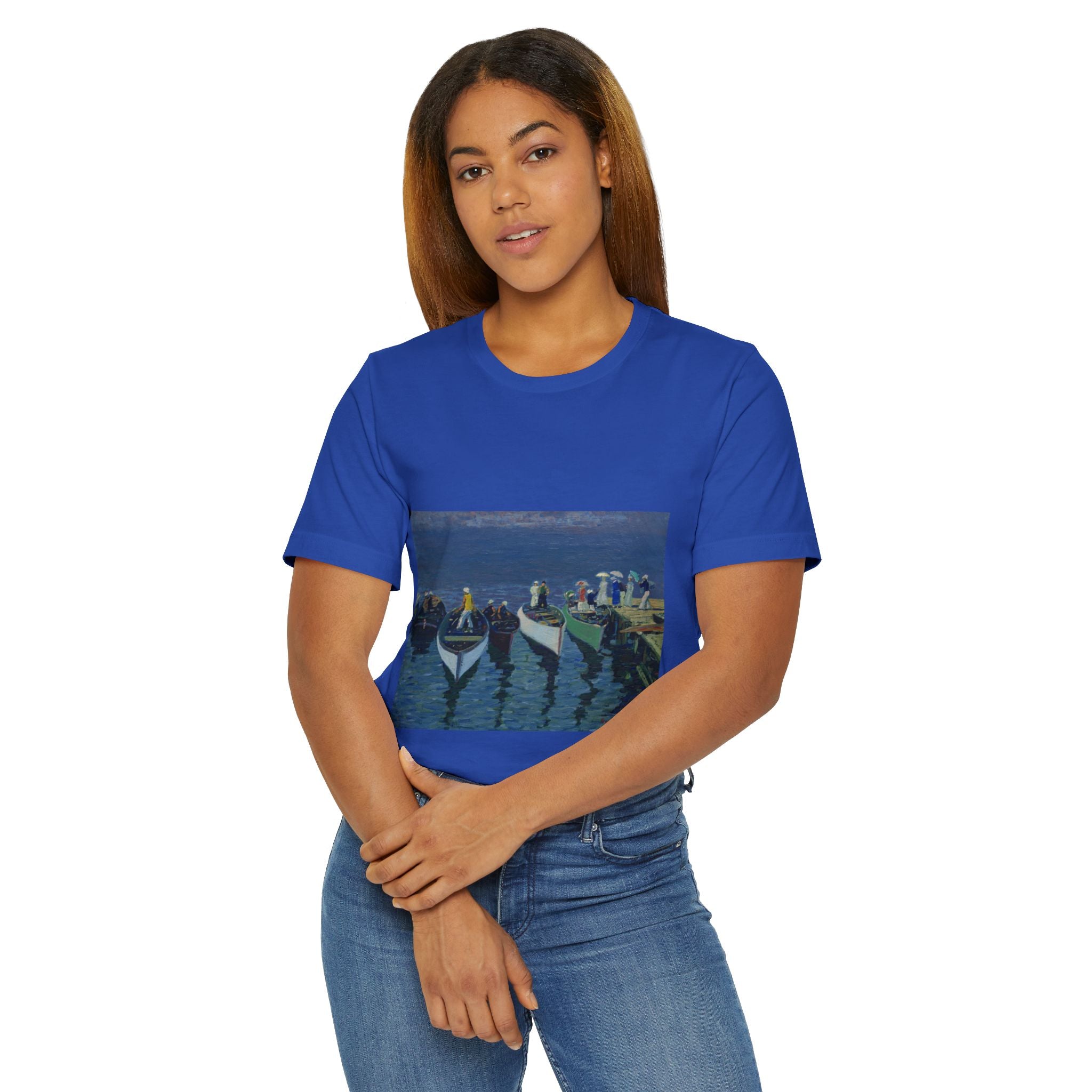 Vibrant Seascape George Lux Art Unisex Jersey T-Shirt, Beachwear, Lakewear, Summer Outfits, Gift for Ocean Lovers, Vacation Apparel