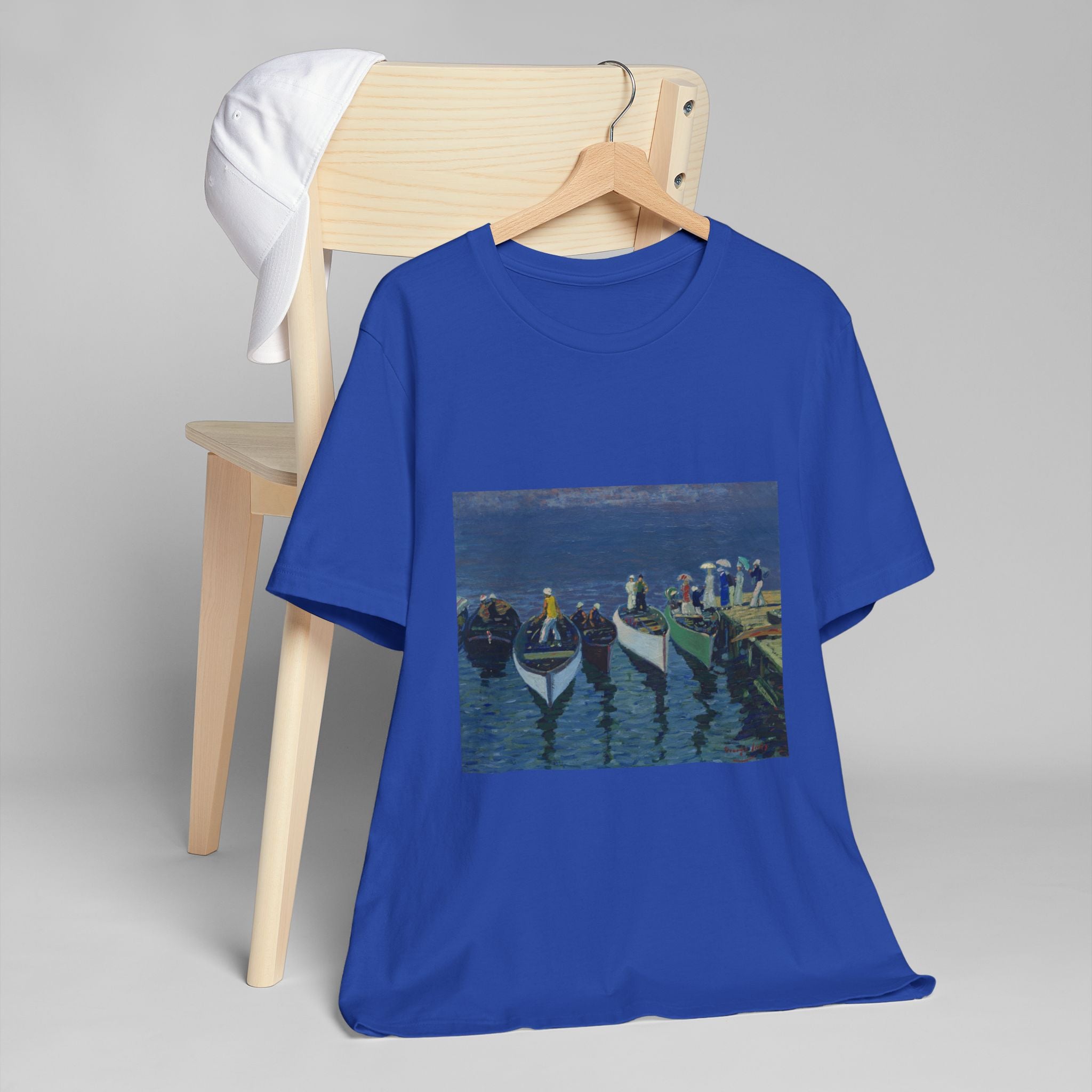 Vibrant Seascape George Lux Art Unisex Jersey T-Shirt, Beachwear, Lakewear, Summer Outfits, Gift for Ocean Lovers, Vacation Apparel
