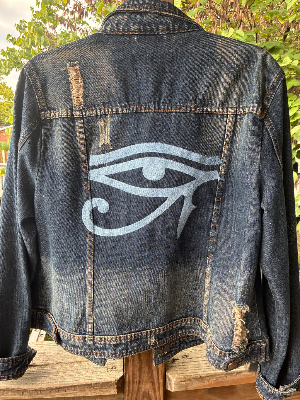 Eye of Horus Embroidered Denim Women's Jacket XL