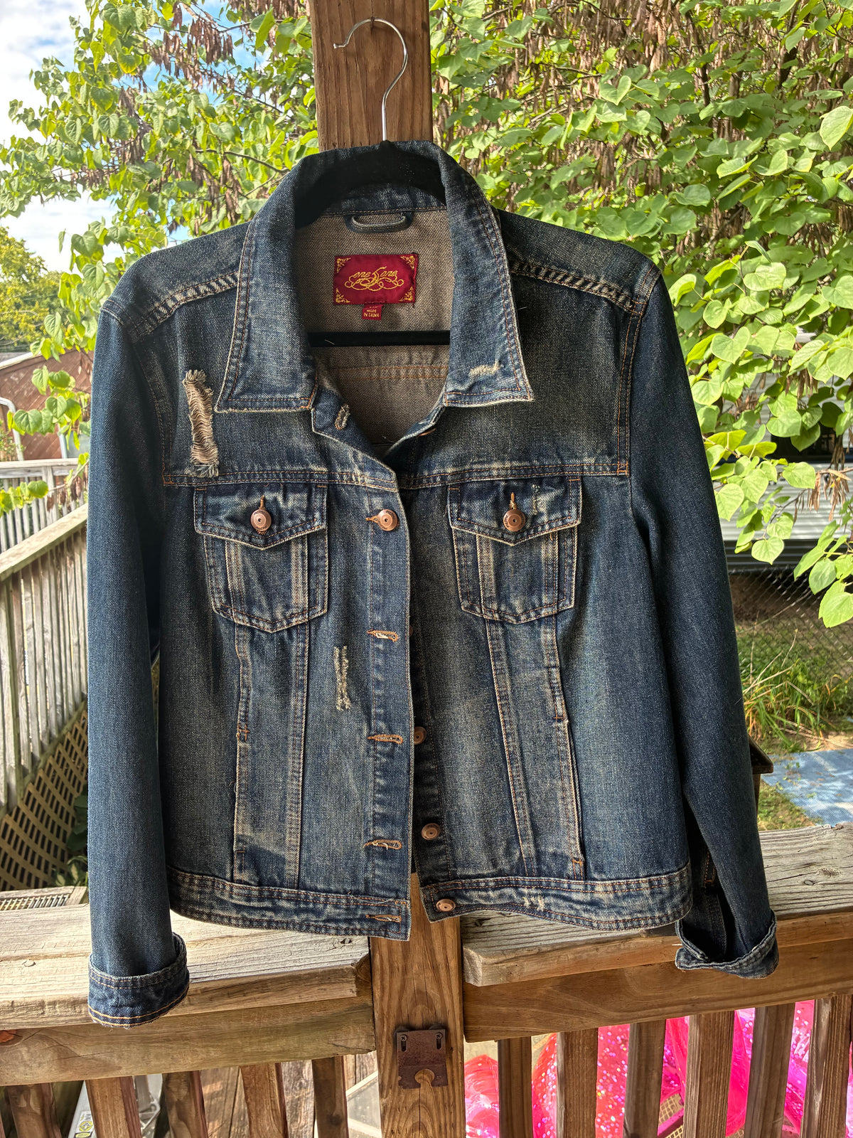 Eye of Horus Embroidered Denim Women's Jacket XL